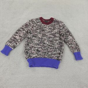 J Crew Sweater‎ Womens Small Marled Knit Black White Color Block Wool Retro 80s